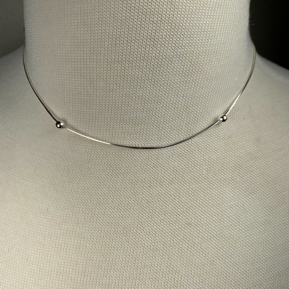 NEW 16" Real Silver Square Snake Chain & Bead Stationed Necklace - Picture 2 of 6